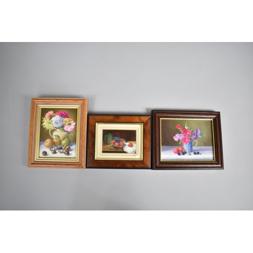 84 - A Collection of Three Framed Miniature Still Life Paintings, Two by Dianne Branscombe and One by Vik... 