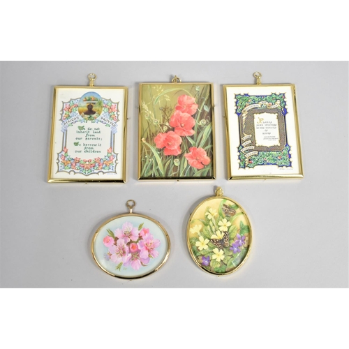 88 - A Collection of Five Brass Framed Miniature Paintings by Sheila Fairman, Joyce Rogerson, Henry Saxon... 