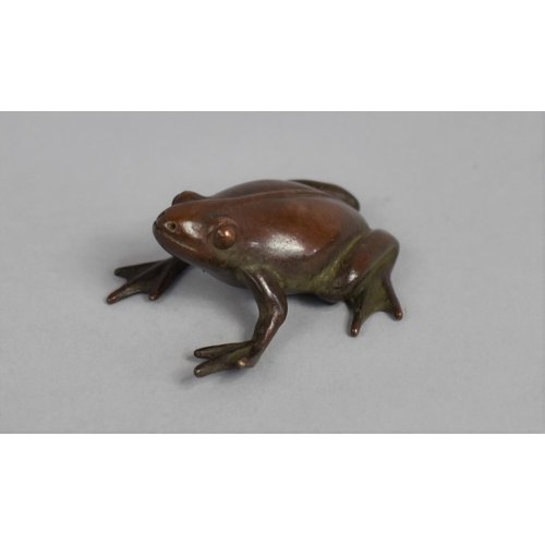 14 - A Small Patinated Bronze Study of a Frog, 4cms Long