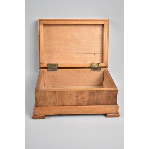 4 - A Mid/Late 20th Century Burr Wood Cigar Box, Hinged Lid, 21cms Wide