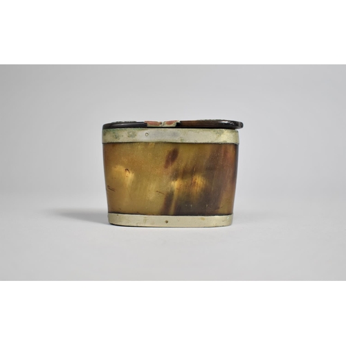 28 - A 19th Century Silver Plate and Horn Snuff Box of Boat Shape, 7.5cms Wide