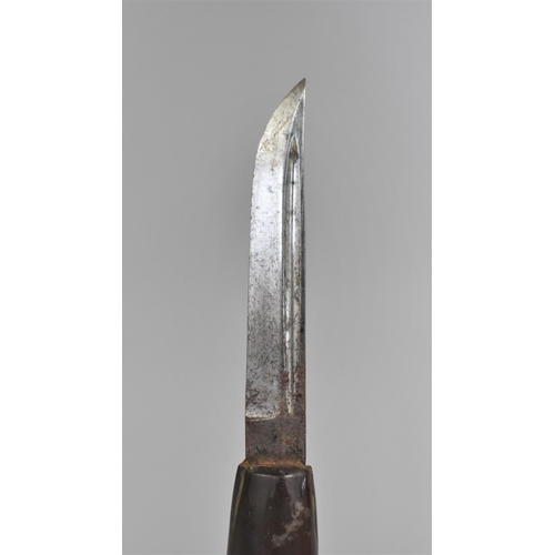 40 - An Unusual Continental Horn Handled Hunting Knife, Blade and Handle Inscribed by The Owner and Dated... 