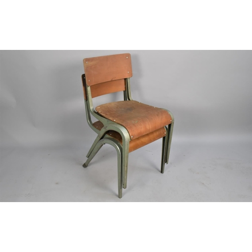 455 - A Pair of Vintage Bent Plywood Seated and Metal Framed Chars