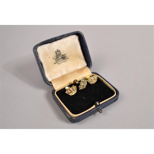 110 - A Pair of 9ct Gold and Pearl Royal Navy & Merchant Services Nautical Crown Screw Back Earrings in Fi... 