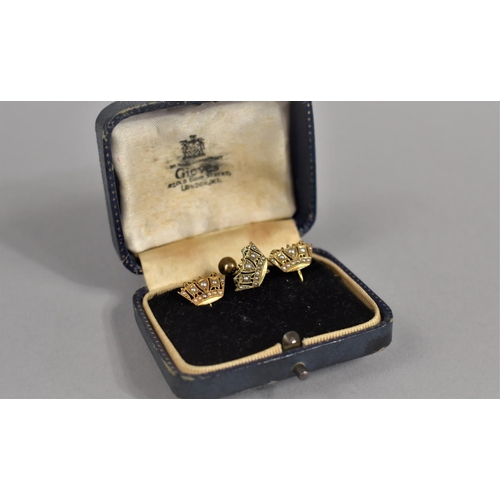 110 - A Pair of 9ct Gold and Pearl Royal Navy & Merchant Services Nautical Crown Screw Back Earrings in Fi... 