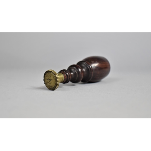 22 - A 19th Century Turned Rosewood Handled Seal, Monogrammed N, 9cms High