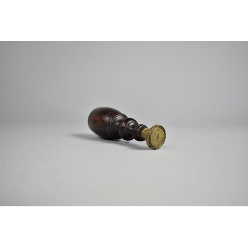 22 - A 19th Century Turned Rosewood Handled Seal, Monogrammed N, 9cms High