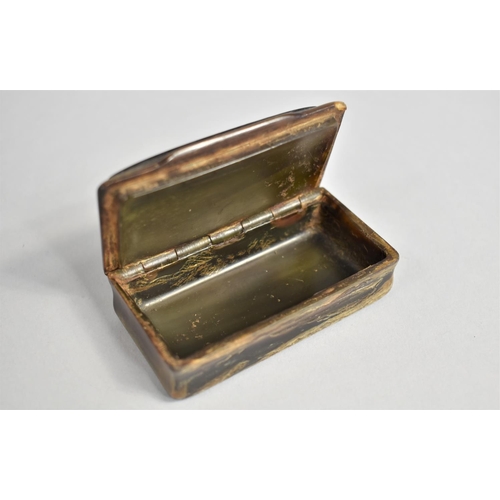 28 - A Tortoiseshell and Horn Rectangular Snuff Box with Mother of Pearl Escutcheon to Lid, 8cms Wide