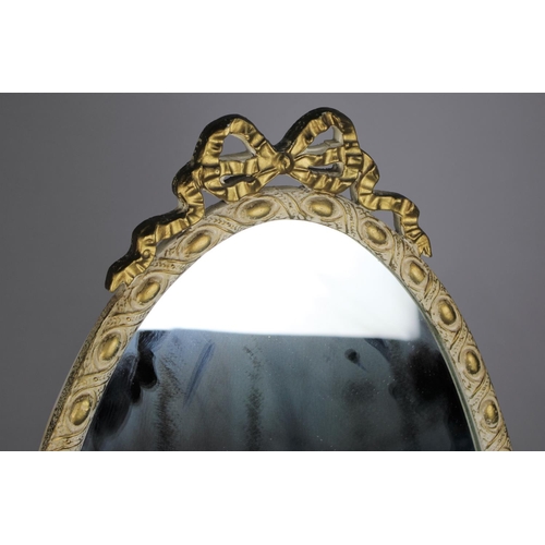 446 - A Mid 20th Century Cream and Gilt Oval Cheval Glass, 42cm wide