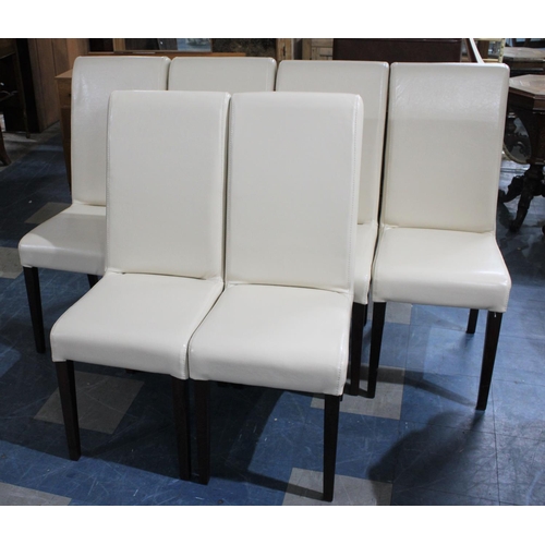 454 - A Set of Six Modern Leather Effect Dining Chairs