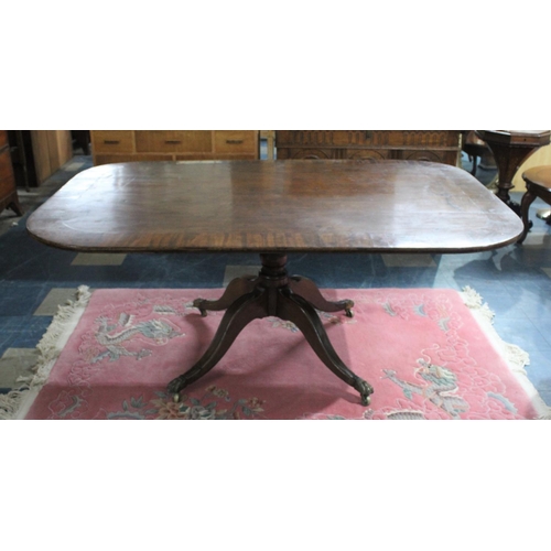 455 - A 19th Century Crossbanded Mahogany Rectangular Snap Top Breakfast Table, Brass Claw Casters, Feet H... 