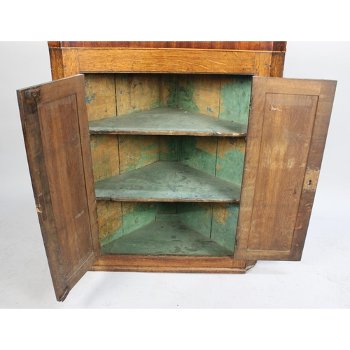 459 - A 19th Century Oak Wall Hanging Corner Cabinet with Panelled Doors, 76cm wide