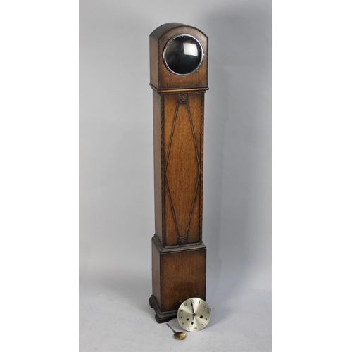 463 - An Edwardian Oak Grandmother Clock, Movement Detached but Present