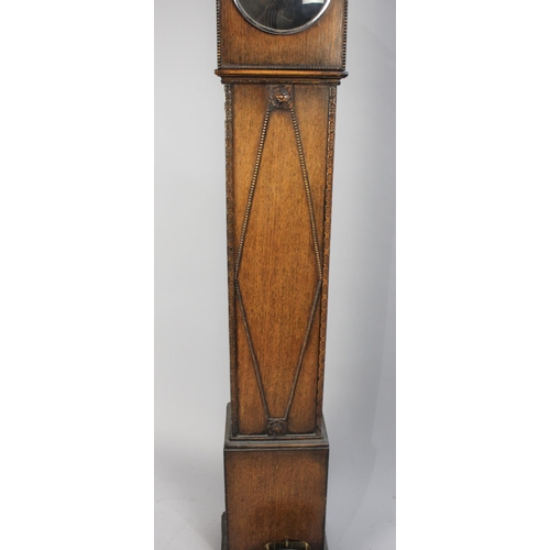 463 - An Edwardian Oak Grandmother Clock, Movement Detached but Present