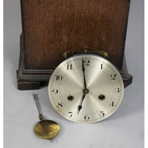 463 - An Edwardian Oak Grandmother Clock, Movement Detached but Present