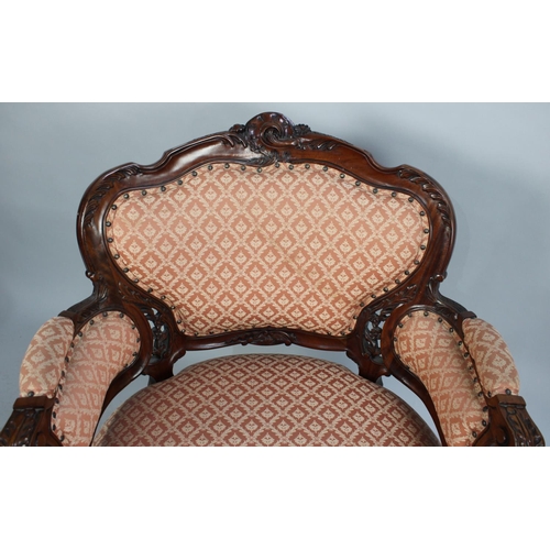 468 - A Mid 20th Century French Style Mahogany Framed Tub Armchair with Scrolled Feet