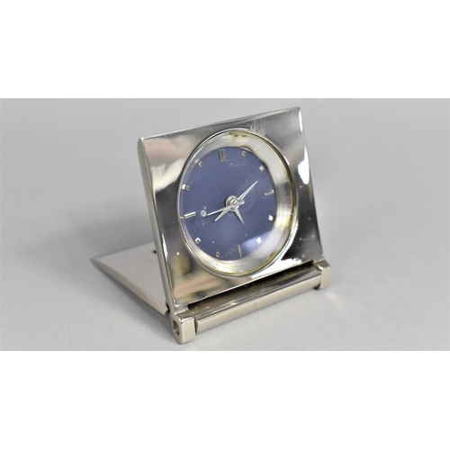 56 - A Modern Chrome Folding Alarm Clock for Mercedes, Working Order, 6.5cms Square