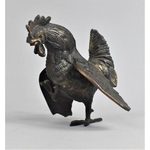 61 - A Continental Patinated Bronze Study of a Cockerel, 12cms High