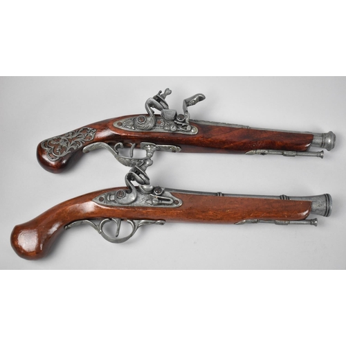 72 - Two Modern Ornamental Models of Flintlock Pistols, Condition Issues, 37cms Long