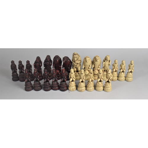 73 - An Incomplete Anthropomorphic Animal Chess Set, Kings 16.5cms High