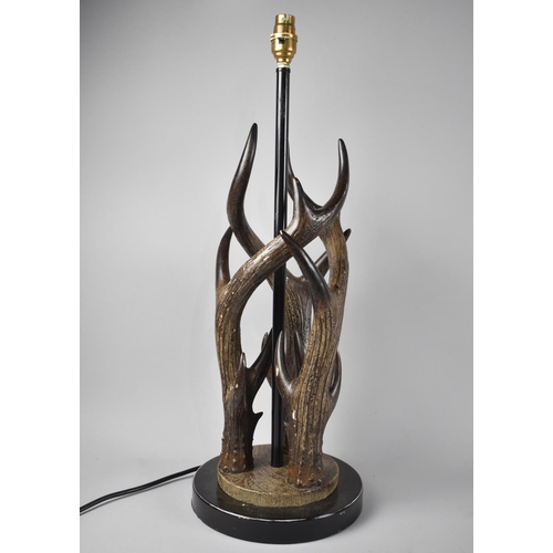 79 - A Modern Antler Effect Table Lamp on Circular Plinth Base, No Shade, 60cms High