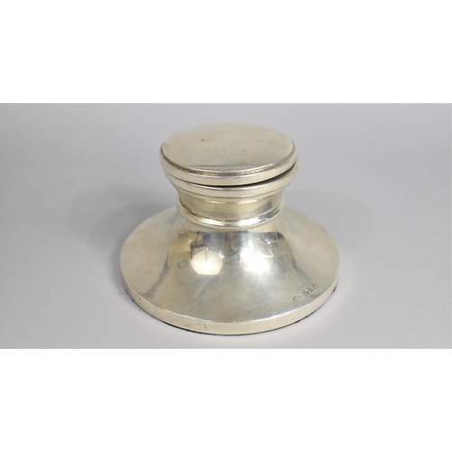 80 - A Silver Capstan Inkwell by Broadway & Co, Birmingham 1937 Hallmark, No Liner, 13cm Diameter Base