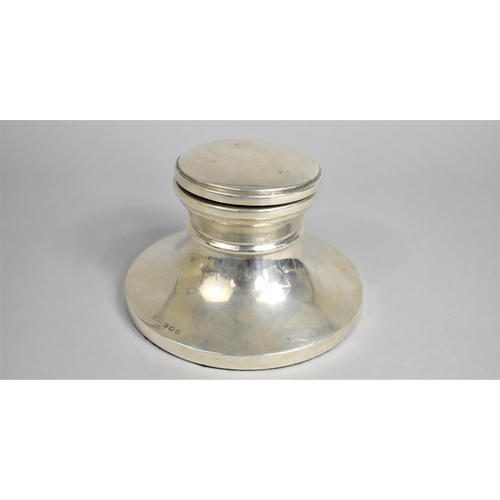 80 - A Silver Capstan Inkwell by Broadway & Co, Birmingham 1937 Hallmark, No Liner, 13cm Diameter Base