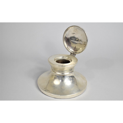 80 - A Silver Capstan Inkwell by Broadway & Co, Birmingham 1937 Hallmark, No Liner, 13cm Diameter Base