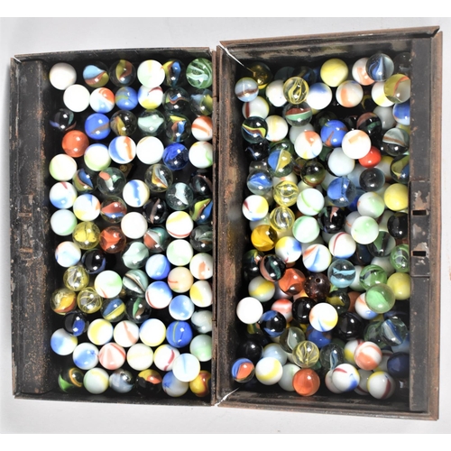 82 - A Vintage Cash Tin Containing Various Sized Marbles