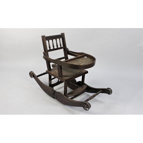 84 - An Edwardian Metamorphic Childs High/Rocking Chair with Folding Tray