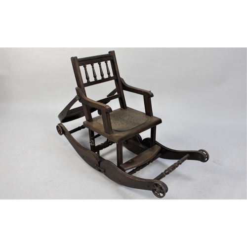 84 - An Edwardian Metamorphic Childs High/Rocking Chair with Folding Tray