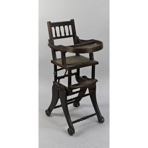 84 - An Edwardian Metamorphic Childs High/Rocking Chair with Folding Tray