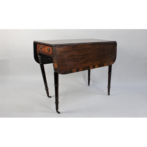 86 - A Cross Banded Rosewood and Mahogany Drop Leaf Pembroke Table with End Drawer matched by Dummy, Legs... 