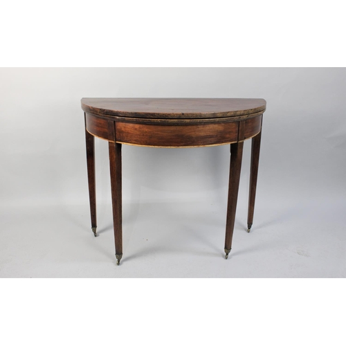 87 - A Mid 19th Century Mahogany Demi-lune Tea Table on Square Tapering Supports, 92cms Wide