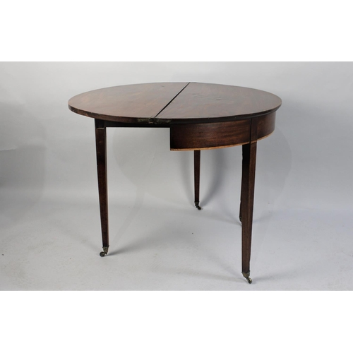 87 - A Mid 19th Century Mahogany Demi-lune Tea Table on Square Tapering Supports, 92cms Wide