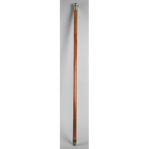 9 - A Silver Topped Malacca Walking Cane, Hallmark Worn, 88cms High