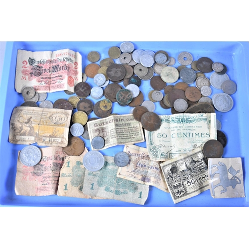 92 - A Collection of Various WWI and Later Continental Coins and Bank Notes