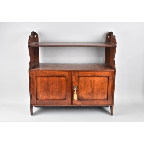 99 - An Edwardian Mahogany Wall Hanging Shelf Unit, 58.5cms Wide