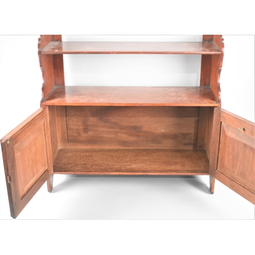 99 - An Edwardian Mahogany Wall Hanging Shelf Unit, 58.5cms Wide