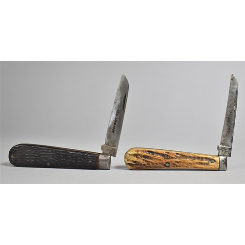 14 - Two Vintage Single Blade Open Pocket Knives with Lambs Foot Scales, one by Turner and Sons, Encore, ... 