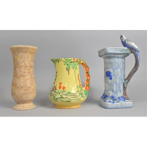 A Wade Budgie Jug, Further Wade Vase And A Burleigh Ware Garden Pattern ...