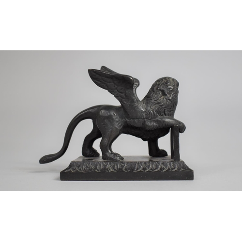 40 - A Vintage Patinated Bronze Grand Tour Souvenir in the Form of the Venetian Winged Lion, Rectangular ... 