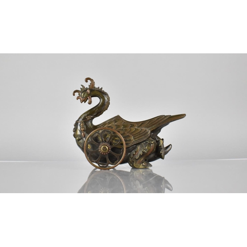 184 - A Japanese Bronze Table Carriage in the Form of a Cockerel with Feathered Detail and Back Store havi... 