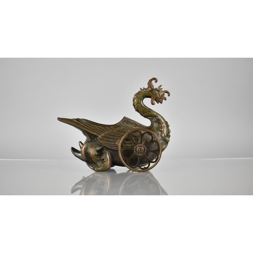 184 - A Japanese Bronze Table Carriage in the Form of a Cockerel with Feathered Detail and Back Store havi... 