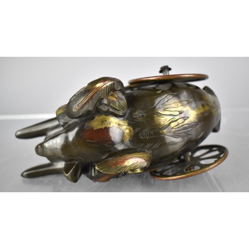 184 - A Japanese Bronze Table Carriage in the Form of a Cockerel with Feathered Detail and Back Store havi... 