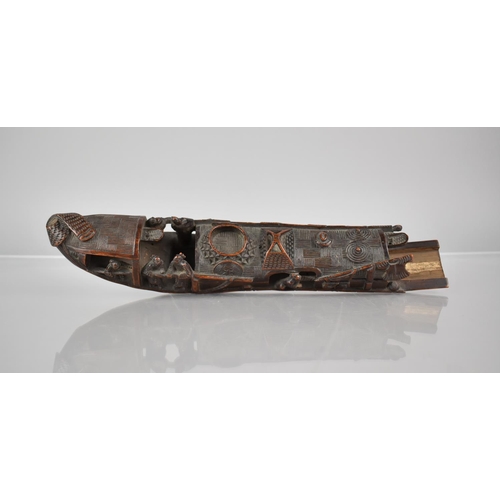 153 - A 19th/20th Century Carved Bamboo Boat, 30cms Long