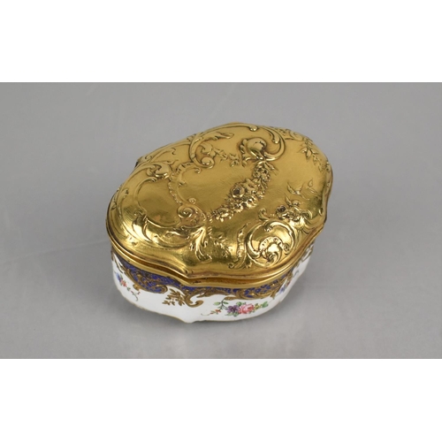 331 - A 19th Century Small Enamel Box, Finely Painted with FLoral Swags, Gilt Scrolls and Blue Trim having... 