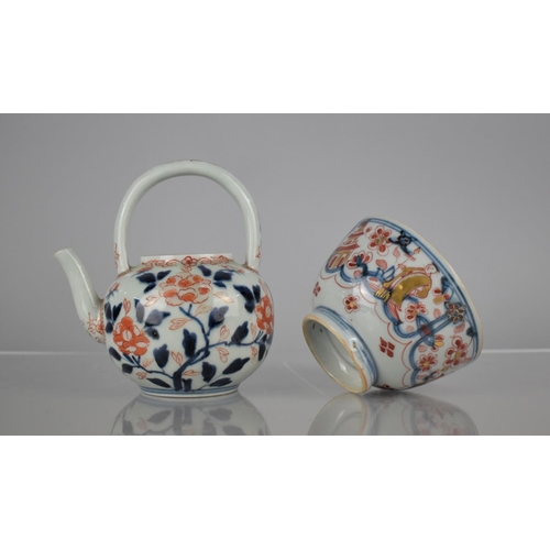 93 - An 18th Century Japanese Porcelain Teapot Decorated in the Imari Palette with Blooming Chrysanthemum... 