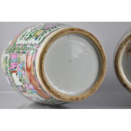 46 - A Large Pair of Chinese Porcelain Famille Rose Medallion Vases decorated in the Usual Manner with Co... 