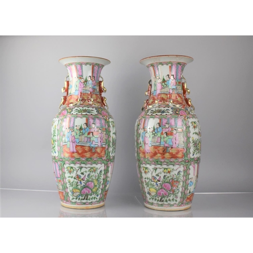 46 - A Large Pair of Chinese Porcelain Famille Rose Medallion Vases decorated in the Usual Manner with Co... 